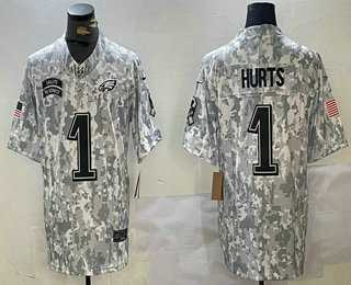 Men%27s Philadelphia Eagles #1 Jalen Hurts 2024 FUSE Arctic Camo Salute to Service Limited Stitched Jersey Dzhi